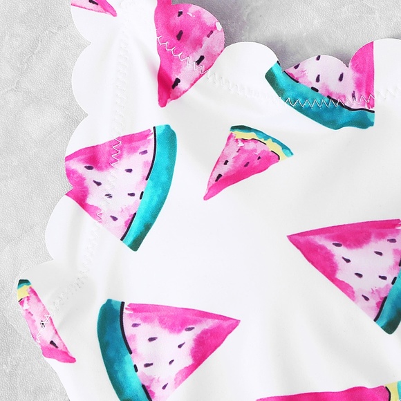 Scalloped Trim Watermelon Print Bikini - Picture 2 of 5